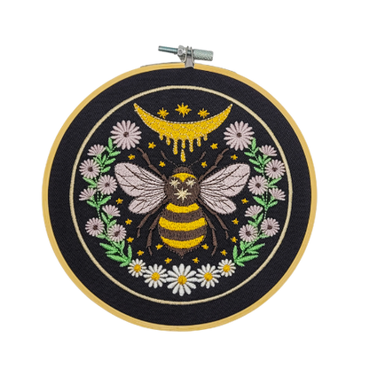 6" Bee & Honey Embroidered Wall Hanging