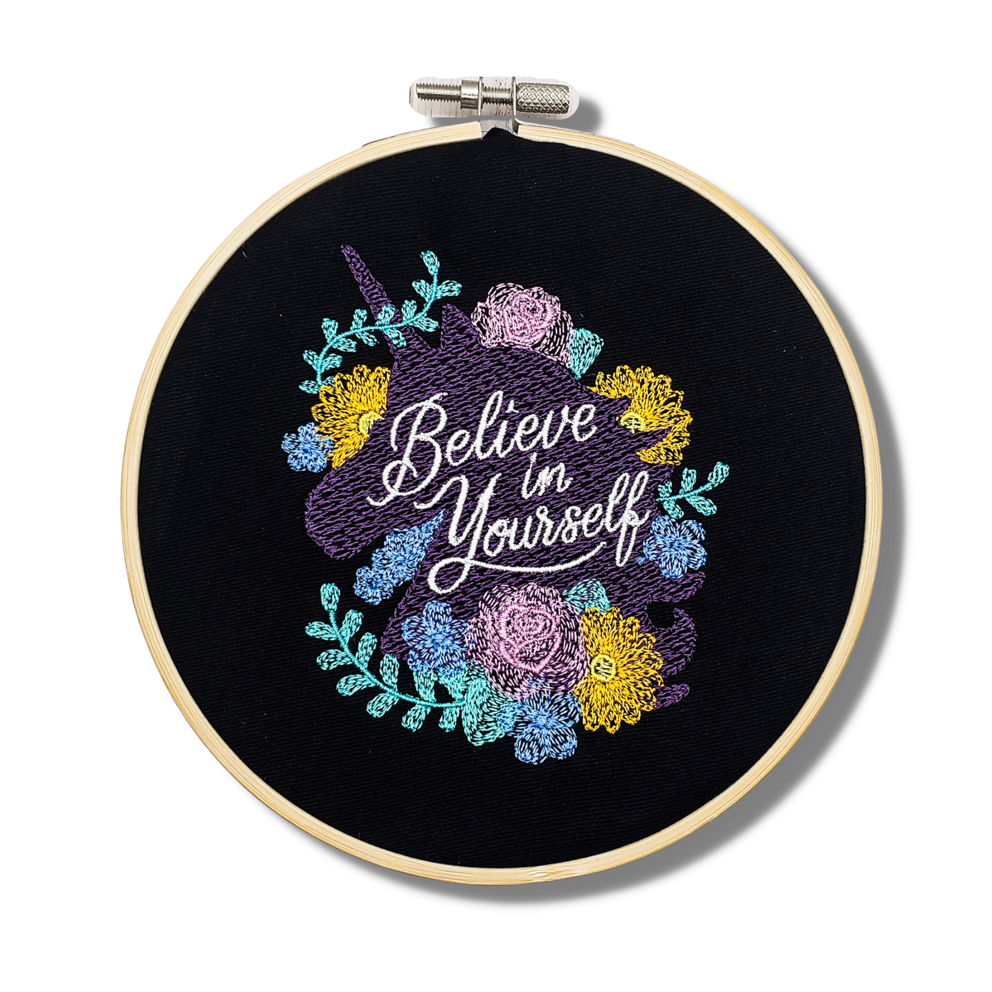Believe In Yourself Unicorn Embroidered Wall Hanging - 6" Hoop