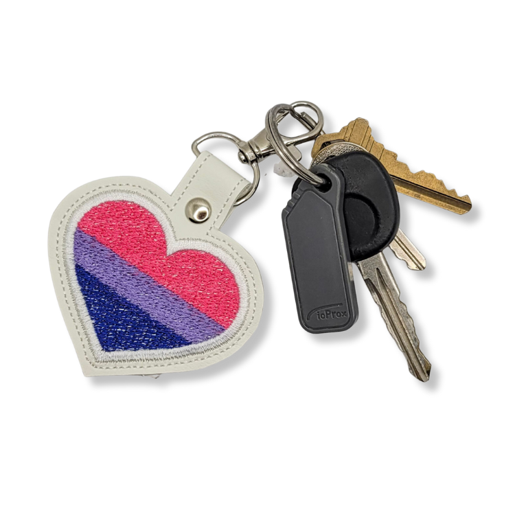 Bisexual Flag Heart Vinyl Embroidered Keychain