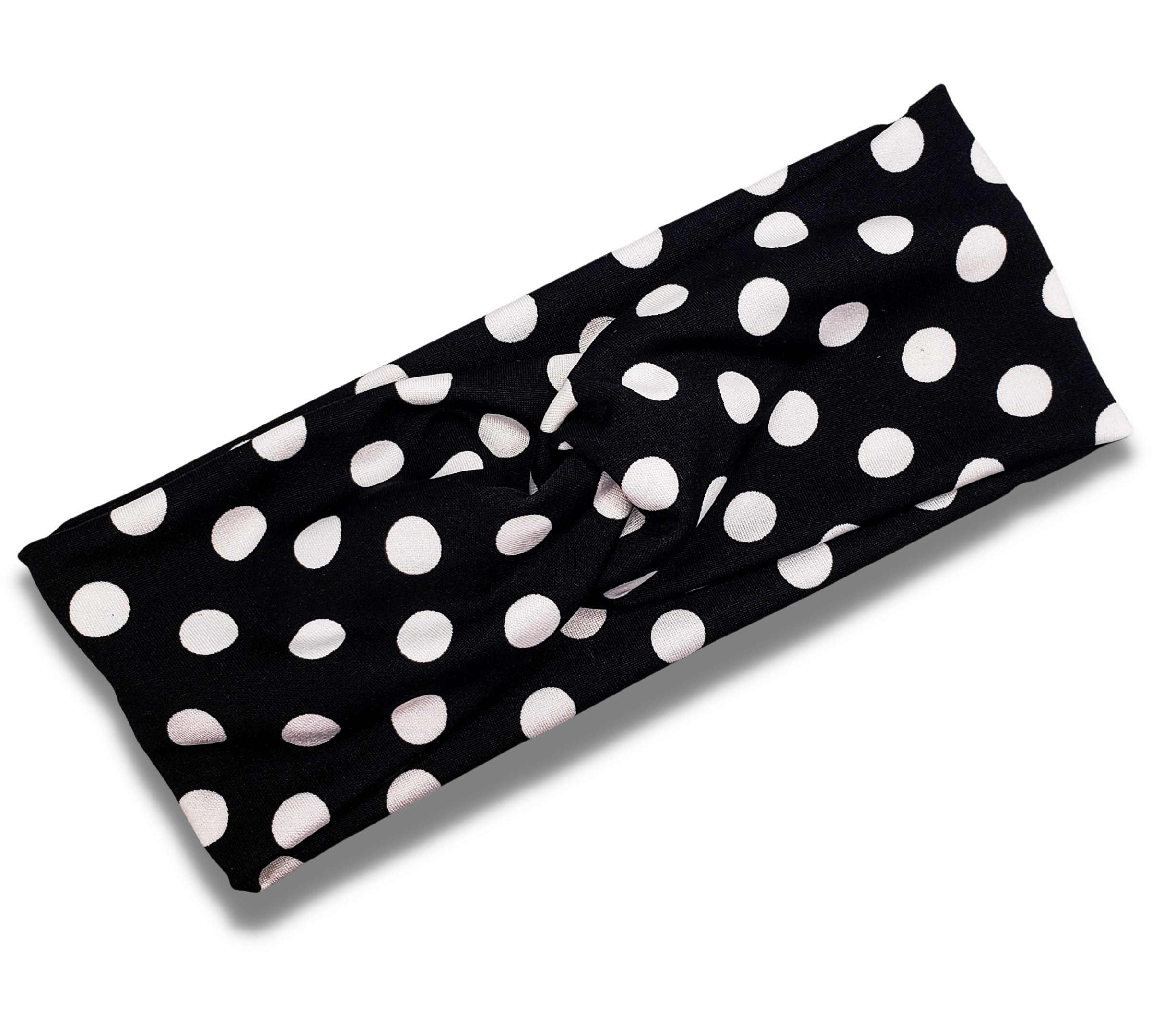Black Polka Dot Poly Stretch Knit Headband