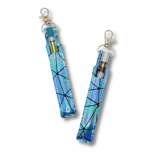 Estuche y soporte holográfico azul para vaporizador