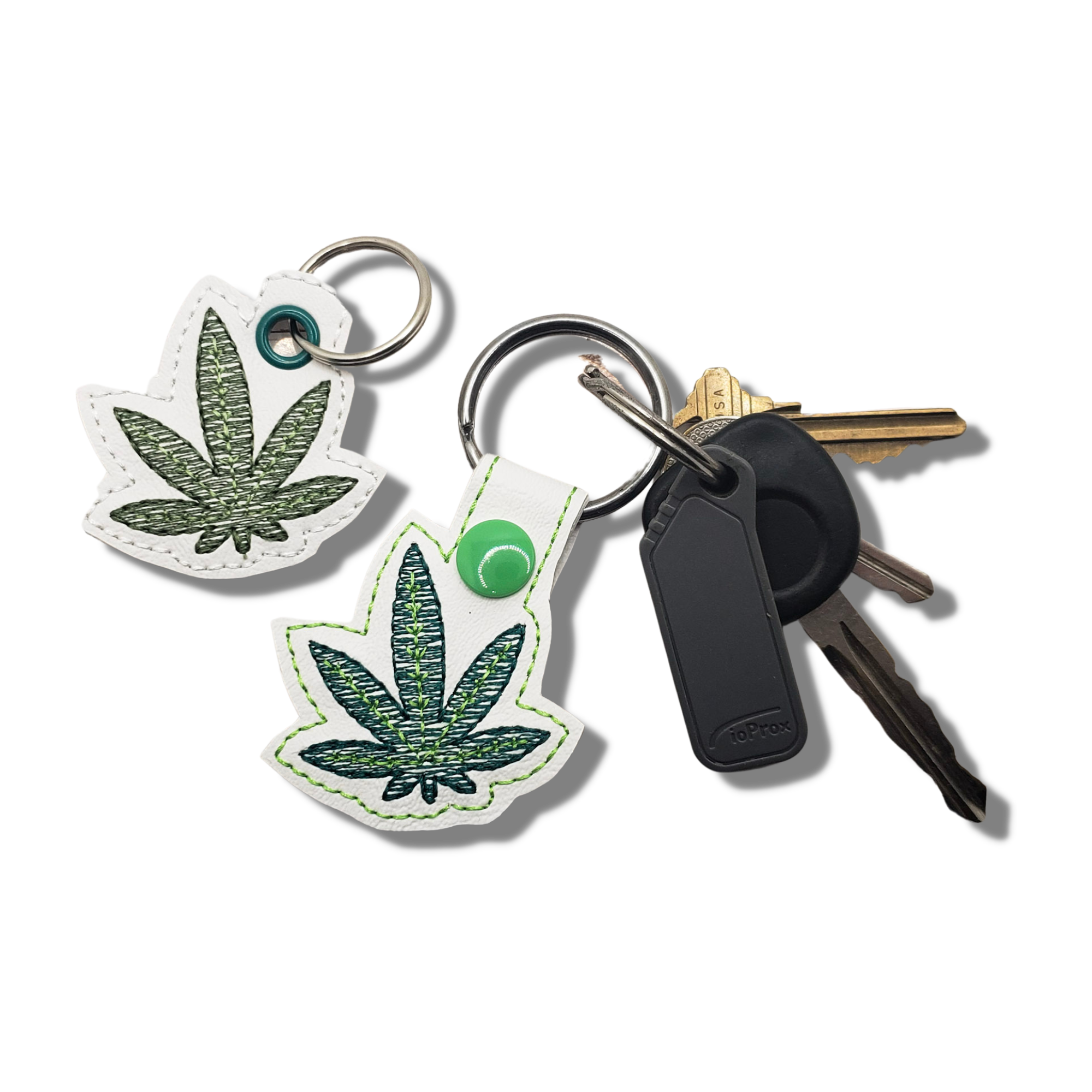 Cannabis Leaf Vinyl Embroidered Keychain