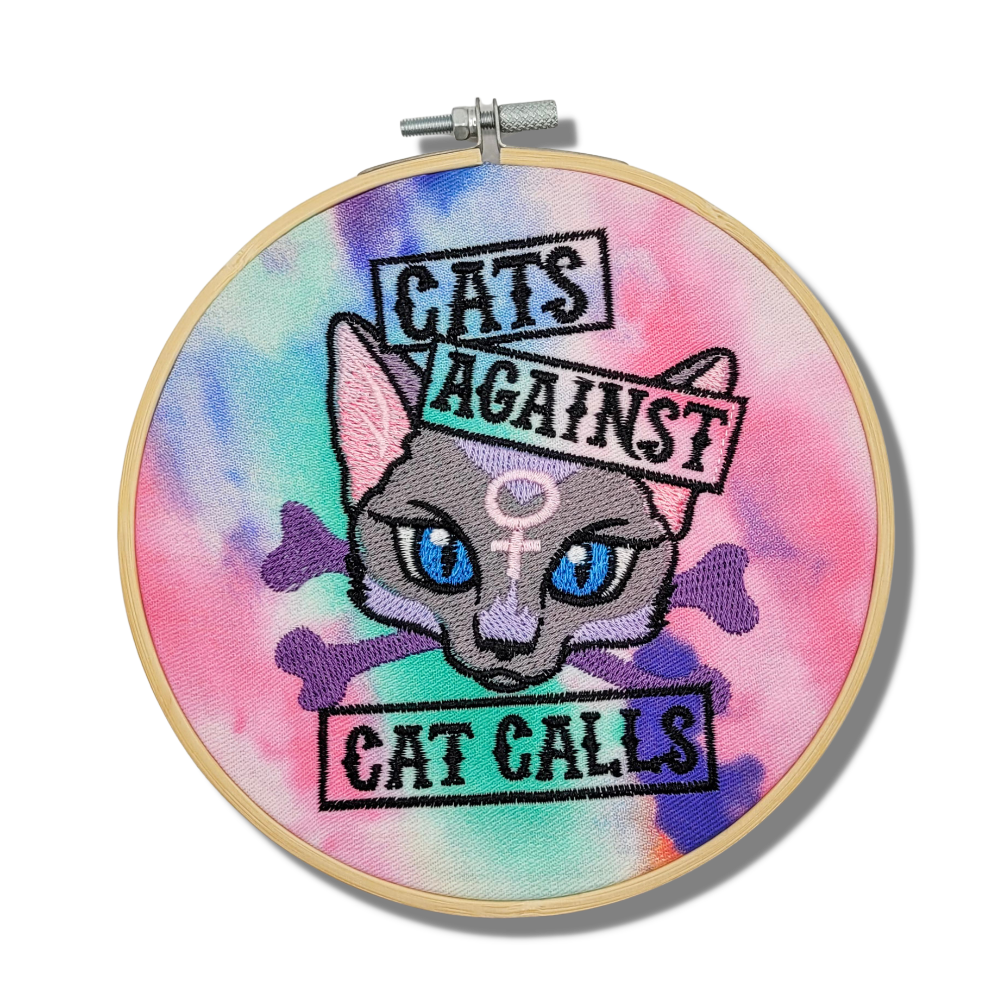 Cats Against Cat Calls Embroidered Wall Hanging - 6" Hoop
