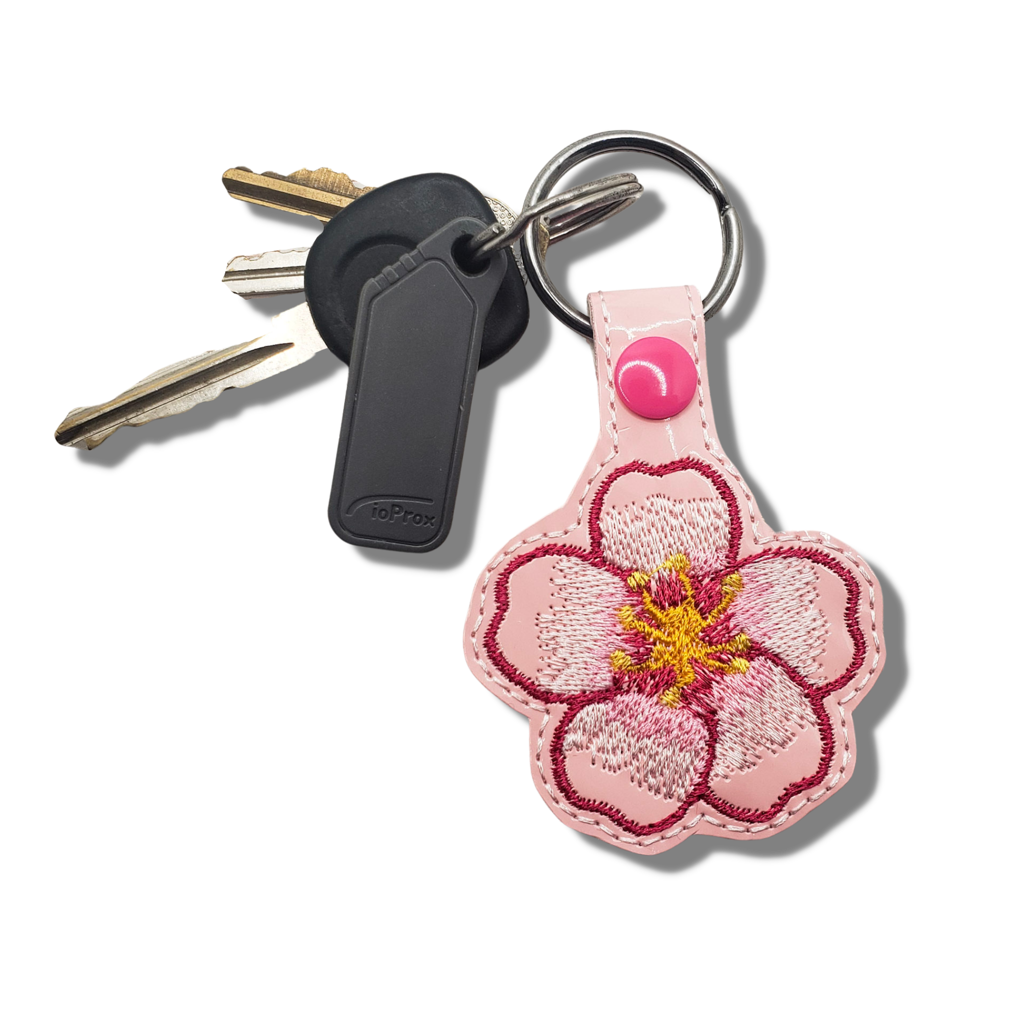Cherry Blossom Vinyl Embroidered Keychain