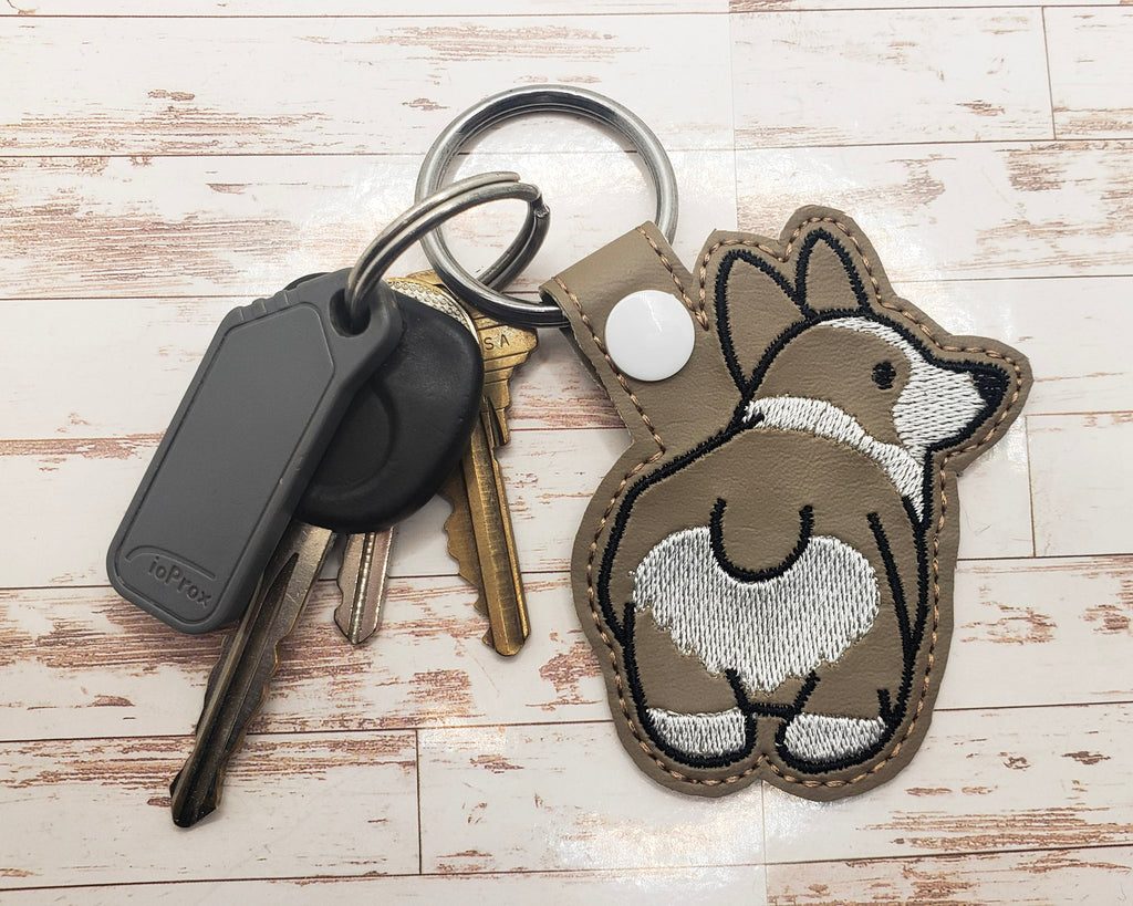 Corgi Butt Vinyl Embroidered Keychain
