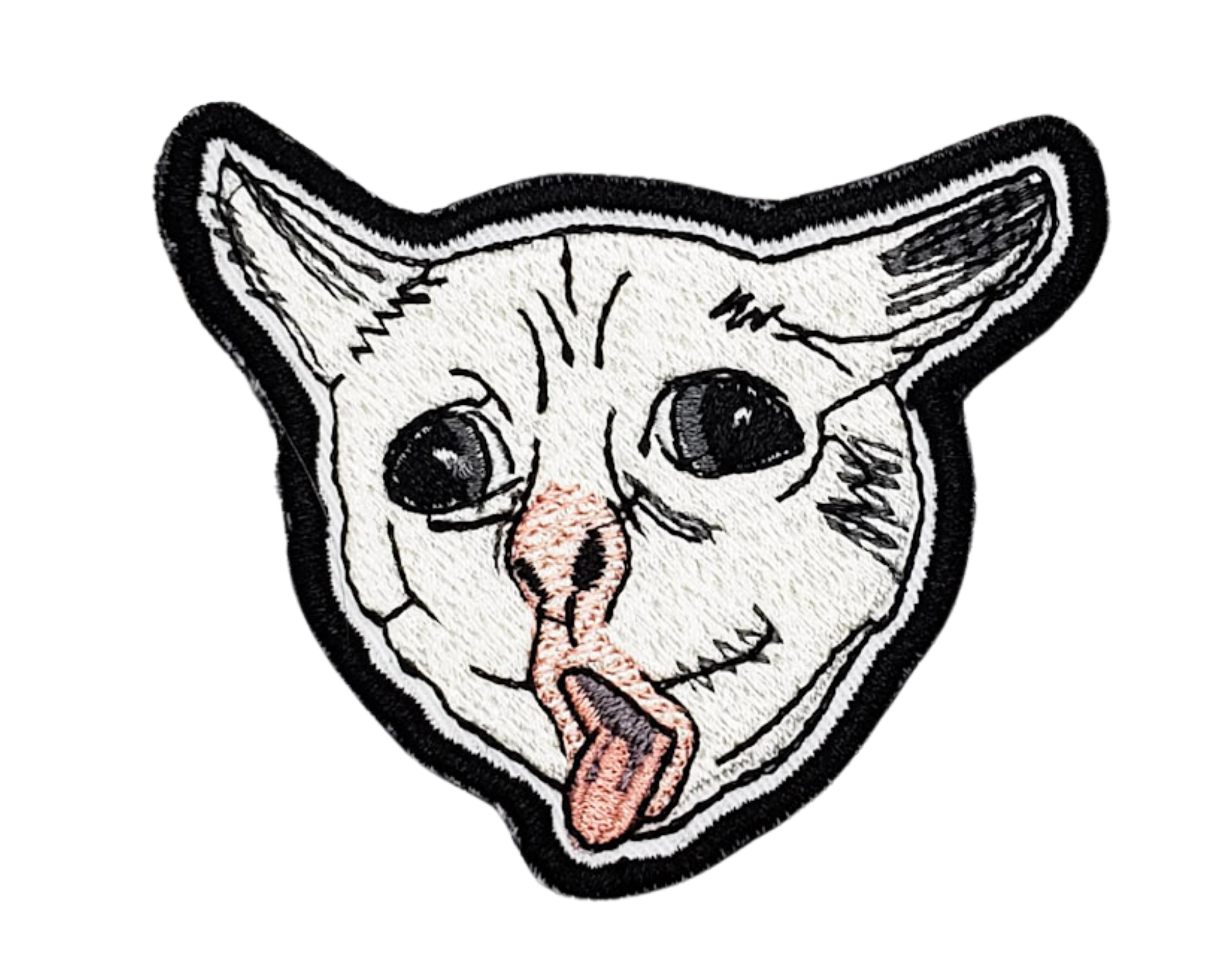 Parche termoadhesivo bordado con meme de gato tosiendo