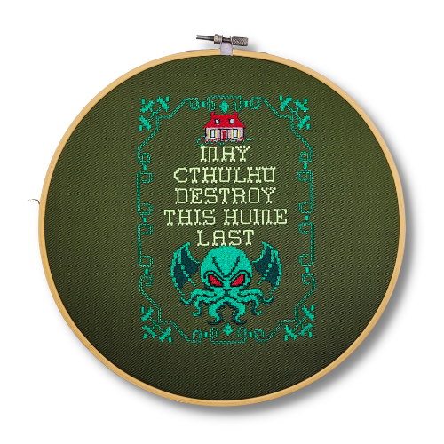May Cthulhu Destroy This Home Last Embroidered Wall Hanging - 10" Hoop