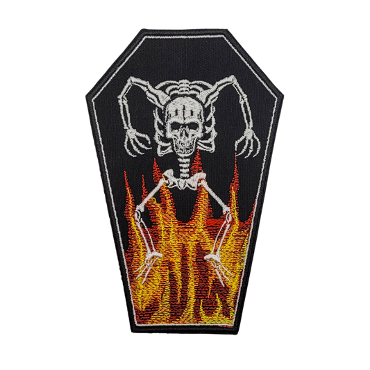 Dancing Skeleton Coffin Embroidered Patch