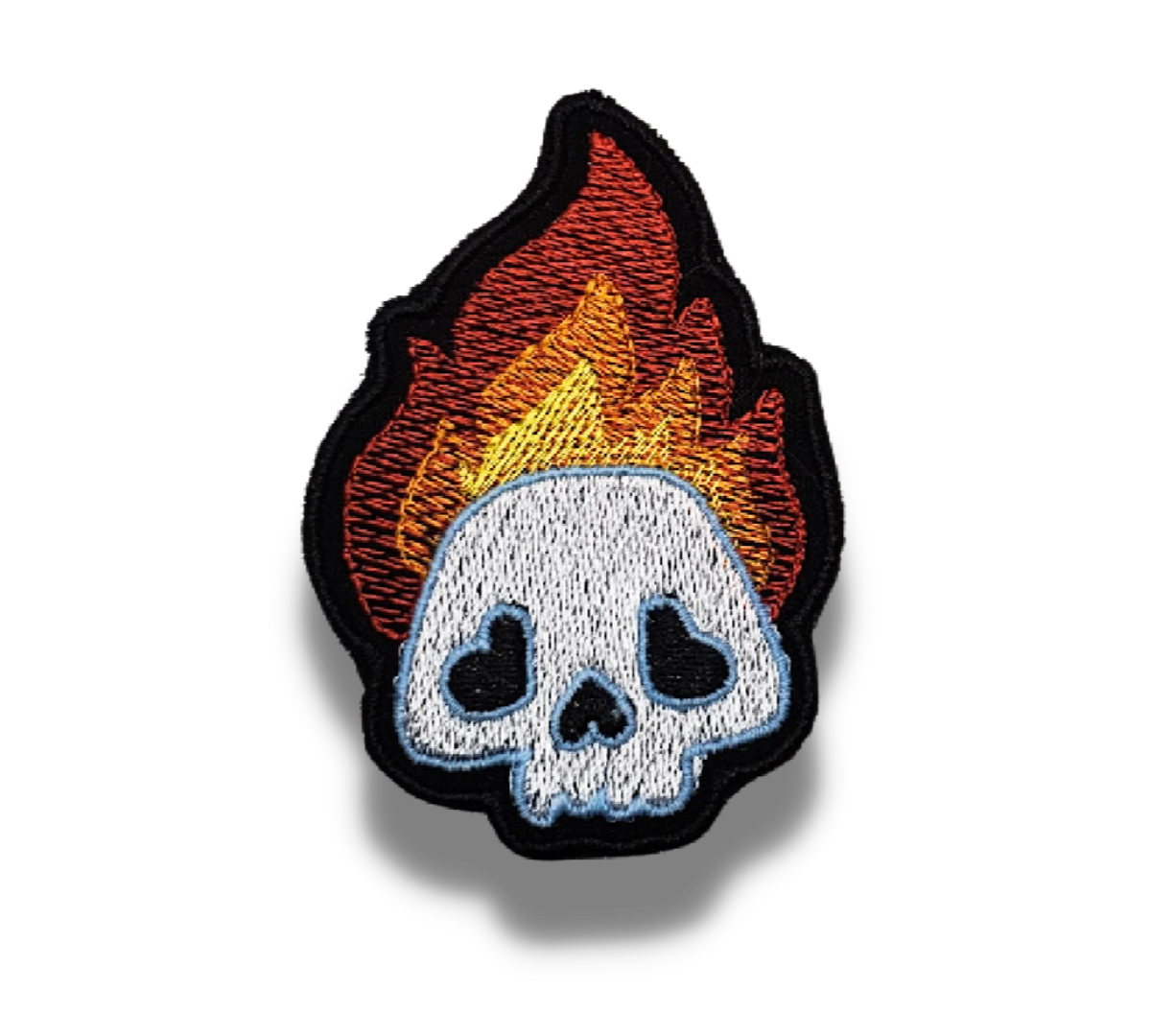 Patch thermocollant brodé crâne enflammé