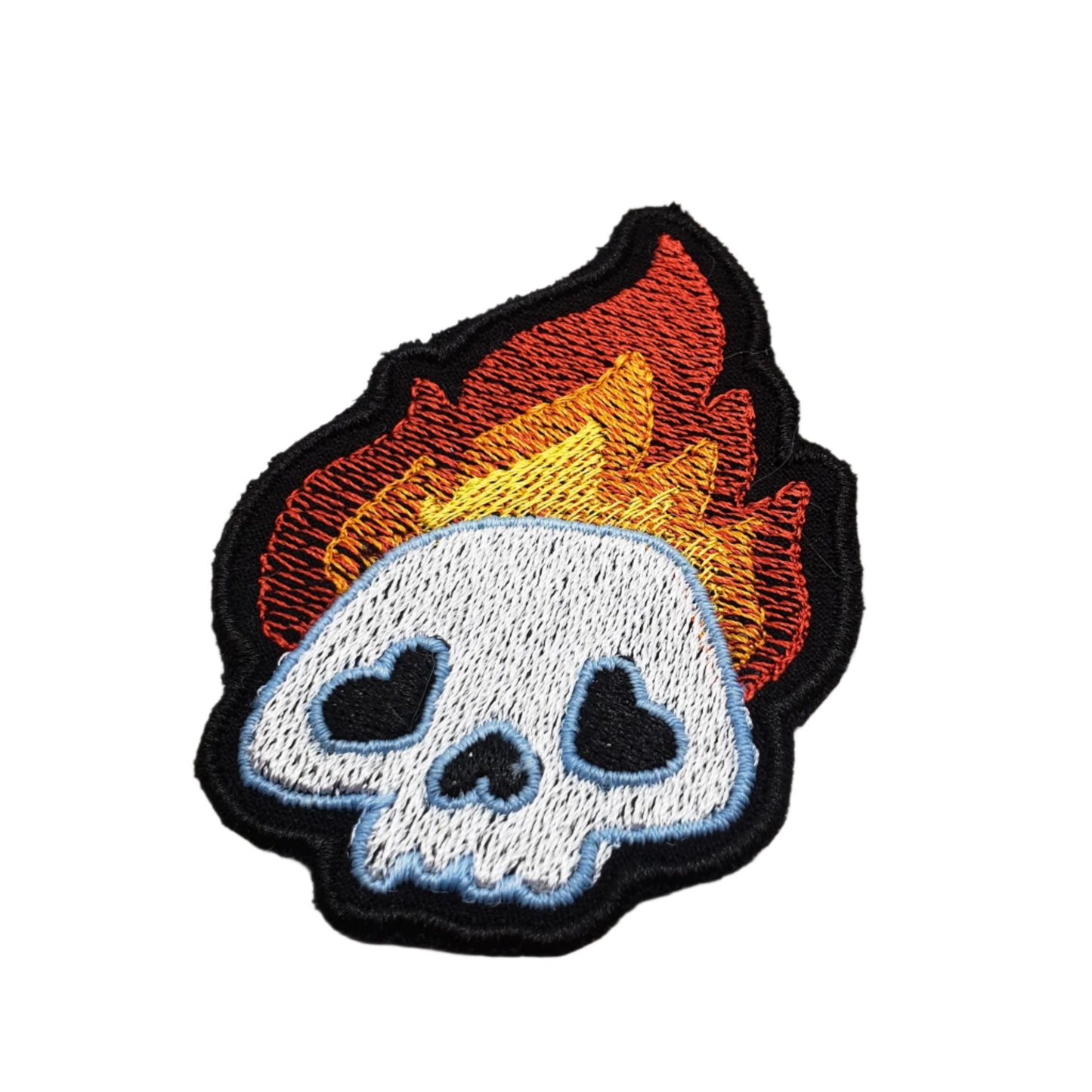 Patch thermocollant brodé crâne enflammé