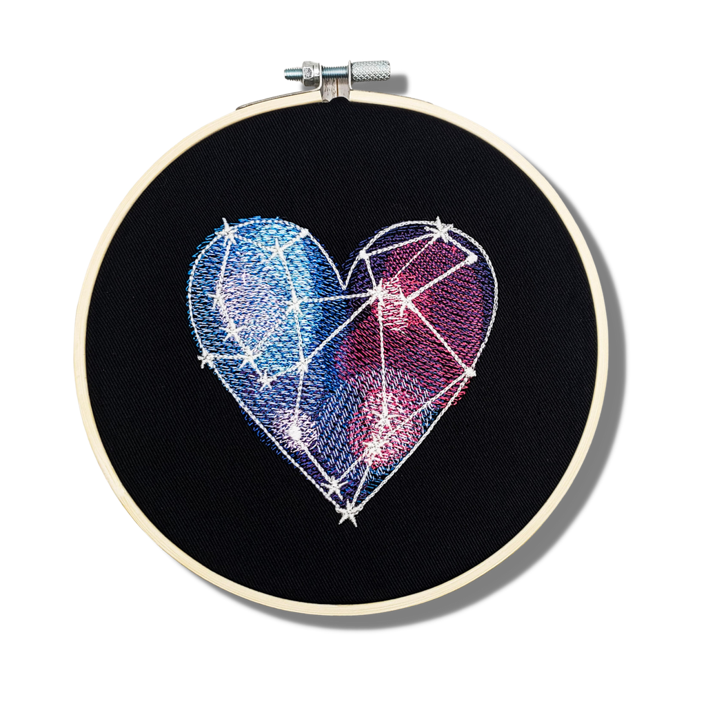 Galaxy Heart Embroidered Wall Hanging - 6" Hoop