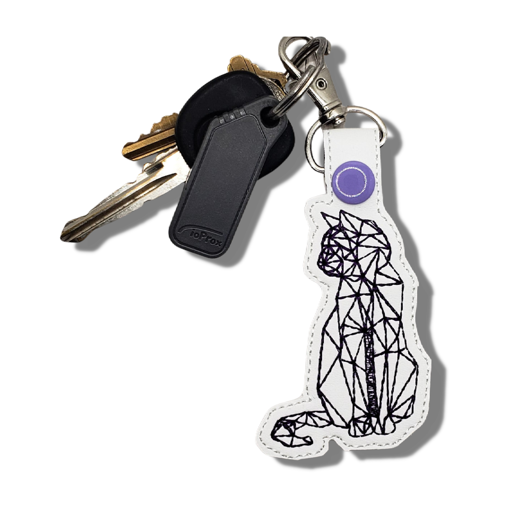 Geometric Cat Keychain