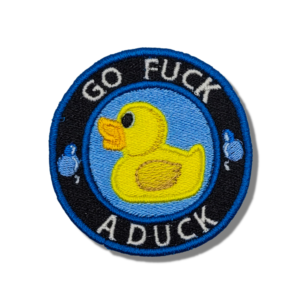 Parche bordado "Ve a follar con un pato" 
