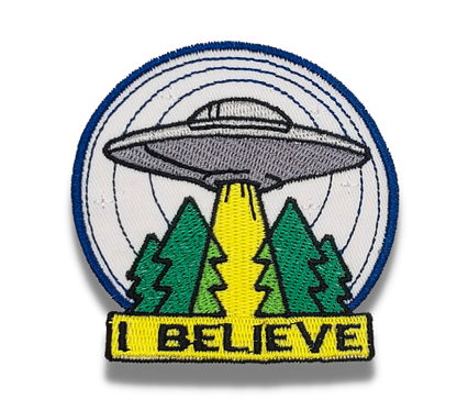 I Believe UFO Embroidered Iron On Patch