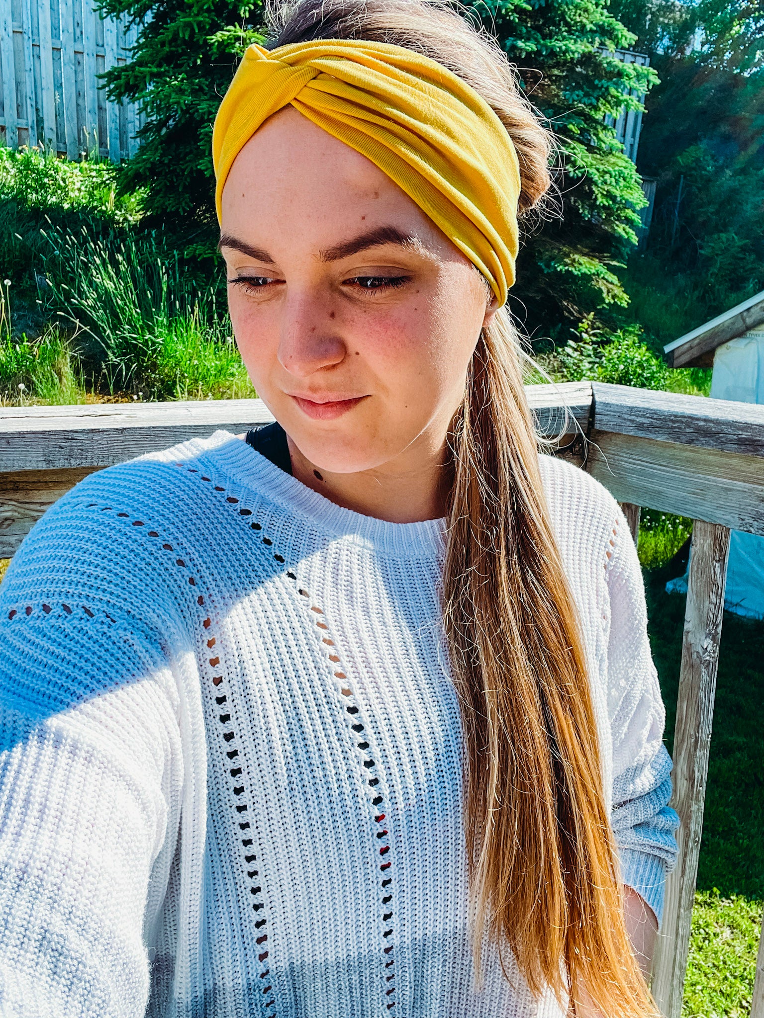 Mustard Yellow Cotton Stretch Knit Headband