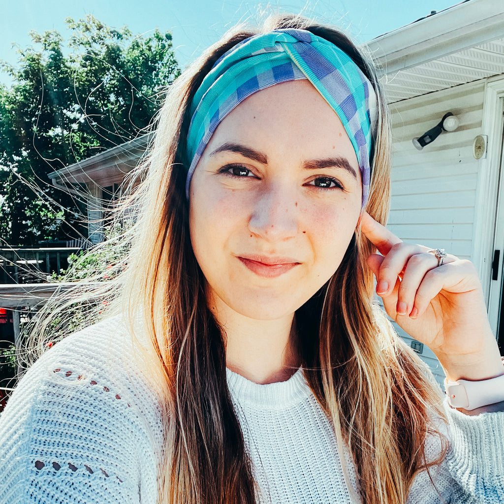 Pastel Plaid Stretch Knit Headband