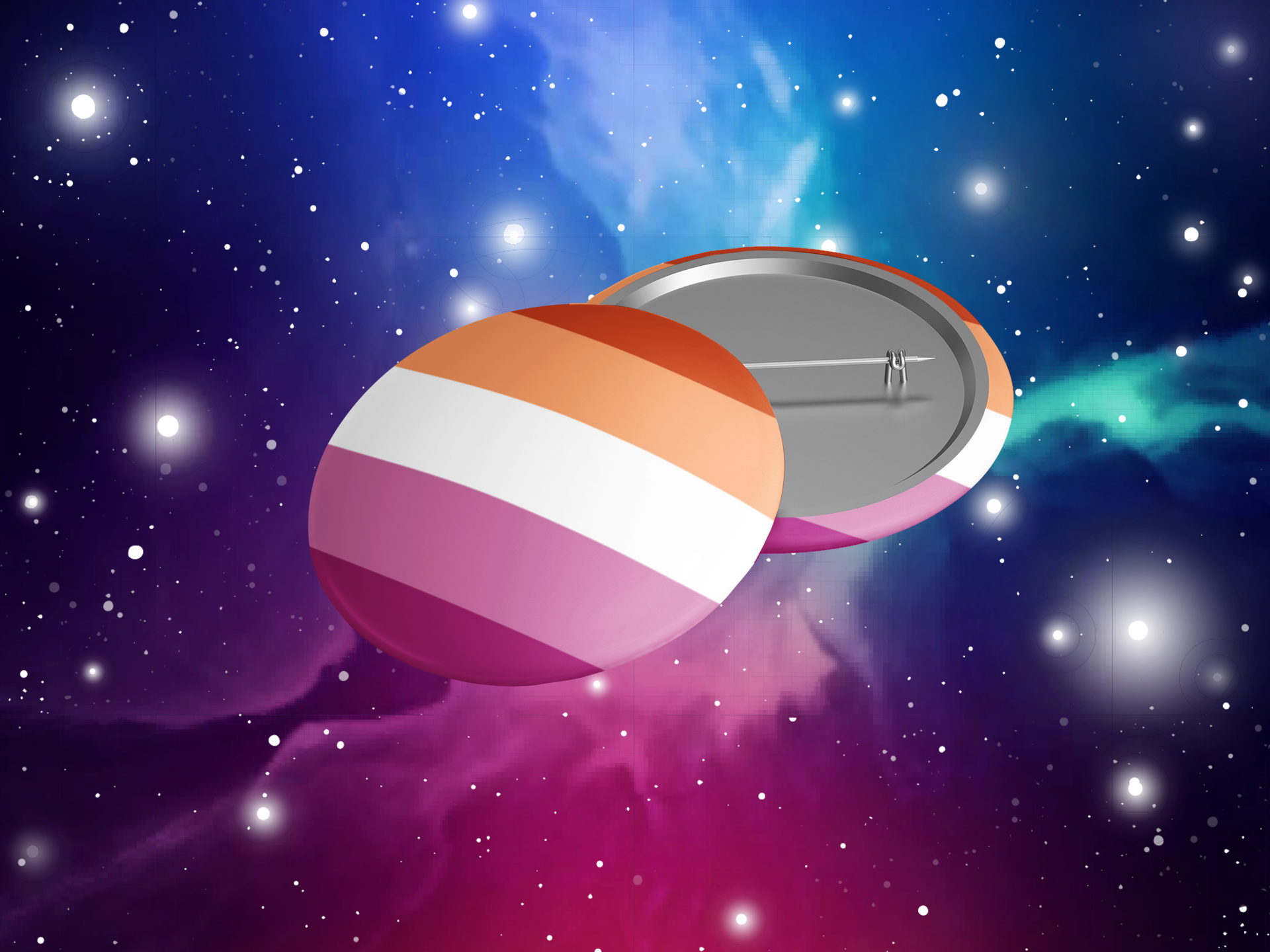 Botón con la bandera del orgullo lésbico