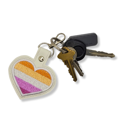 Lesbian Flag Heart Vinyl Keychain