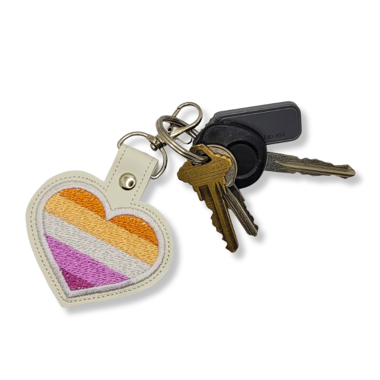 Lesbian Flag Heart Vinyl Keychain