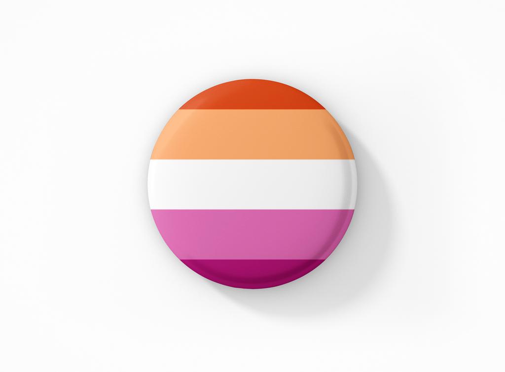 Botón con la bandera del orgullo lésbico
