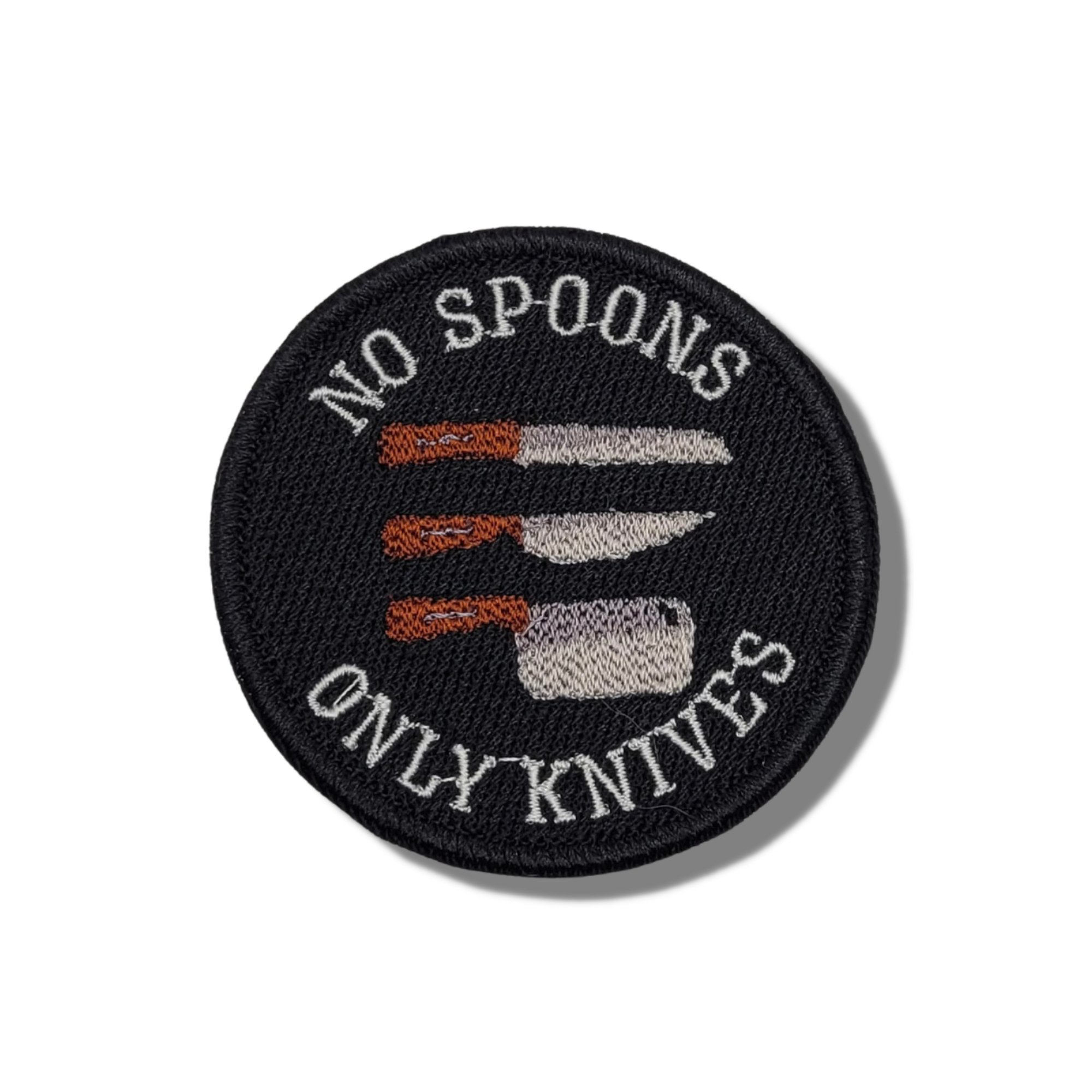 Patch brodé « Pas de cuillères, seulement des couteaux »