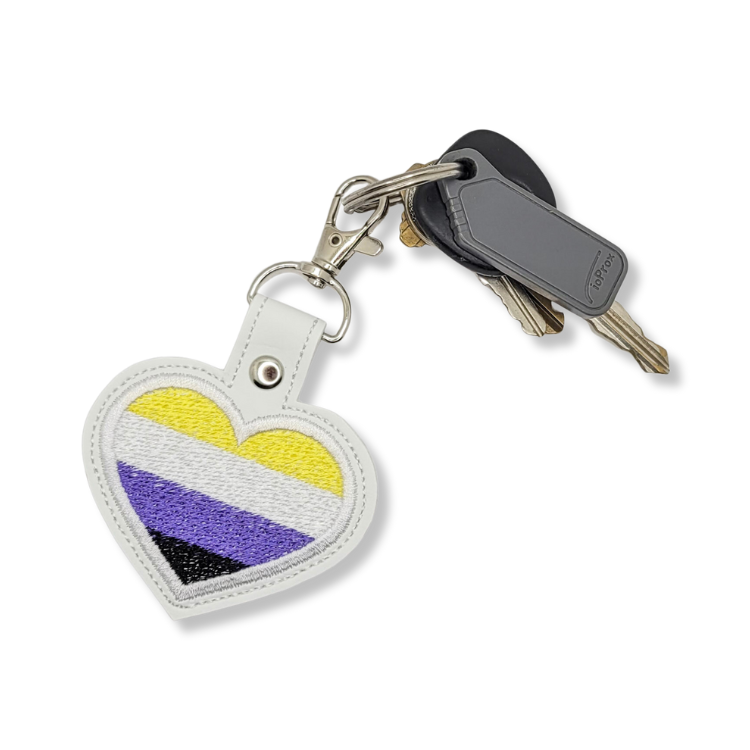 Non-Binary Flag Heart Vinyl Keychain