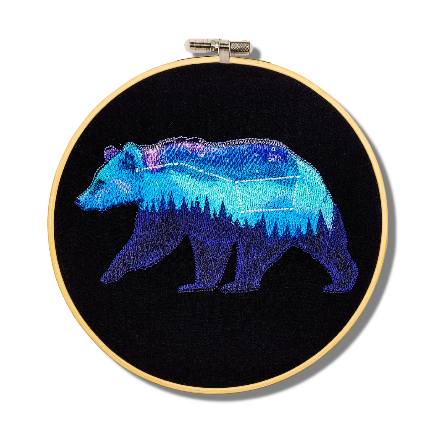 8" Aurora Borealis Bear Embroidered Wall Hanging