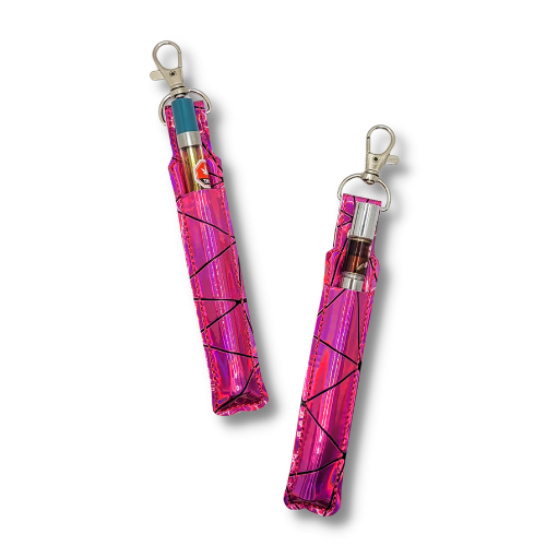 Estuche y soporte para vaporizador holográfico rosa