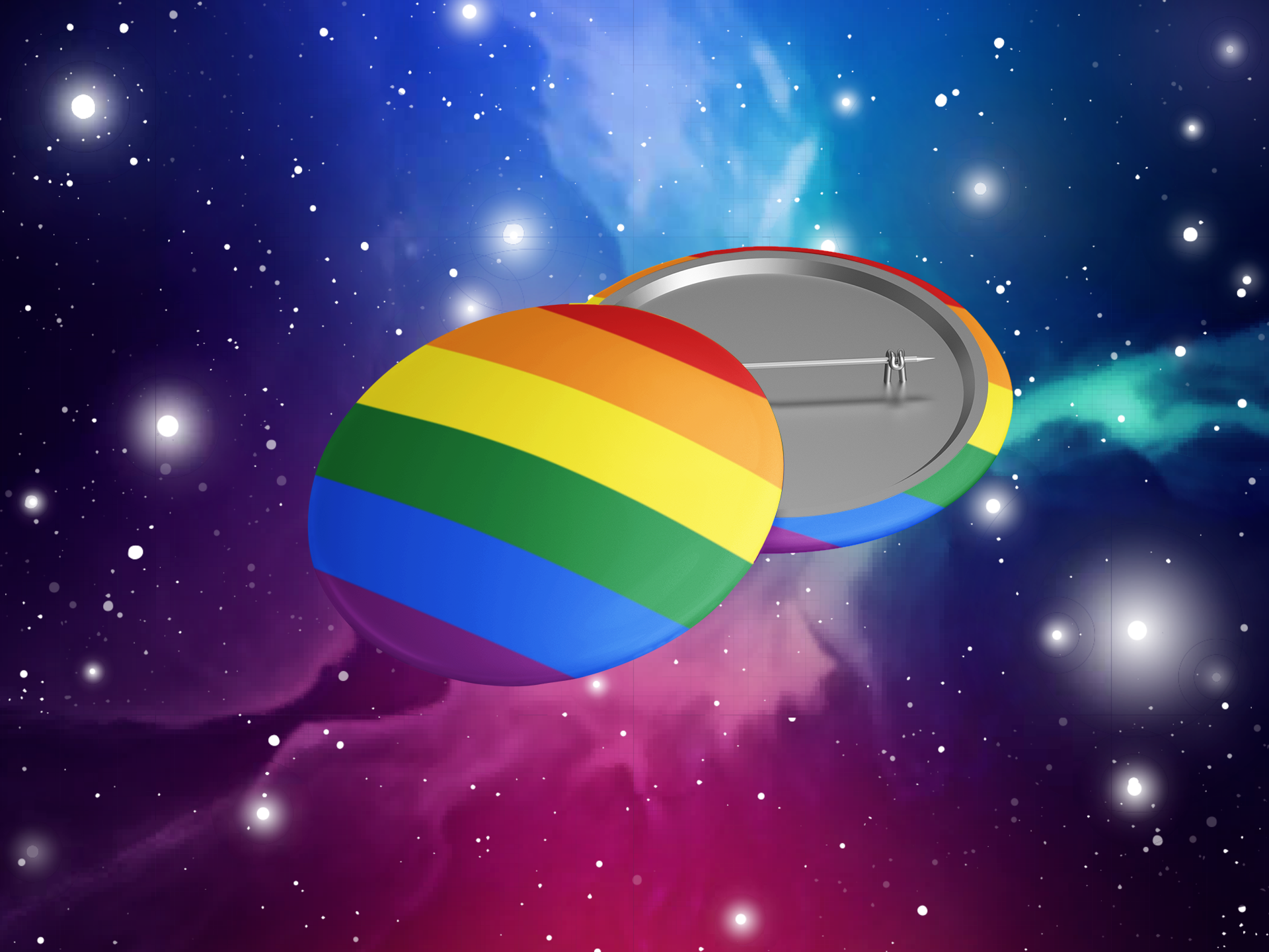 Botón con la bandera del orgullo