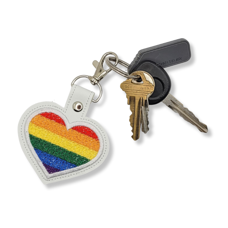 Pride Flag Heart Vinyl Keychain