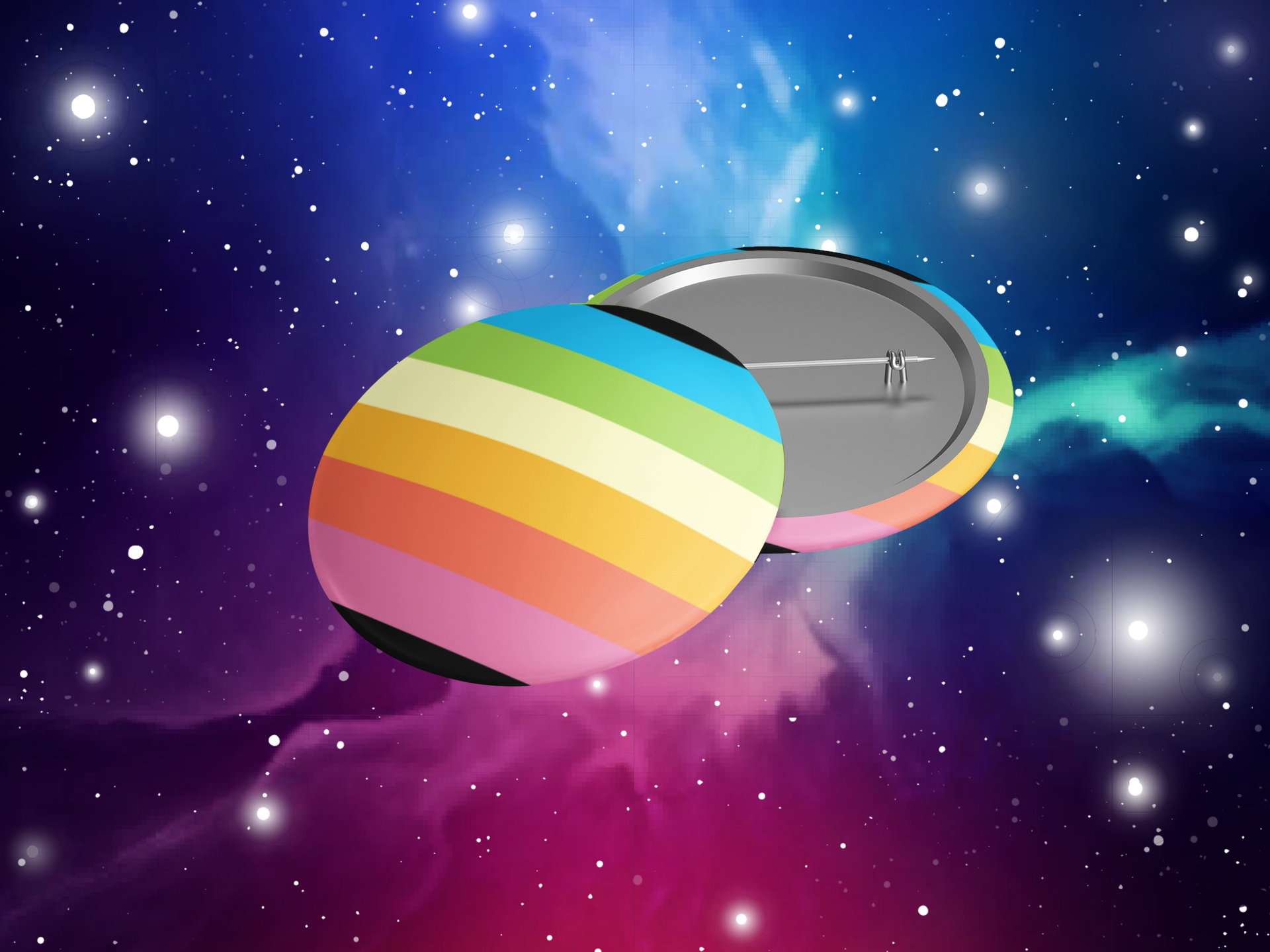 Botón con la bandera queer
