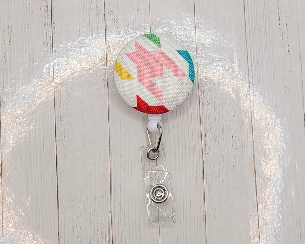 Porte-badges en tissu à imprimé géométrique