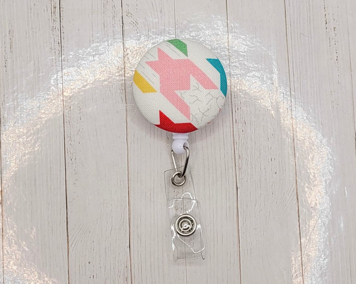 Geometric Print Fabric Badge Reels