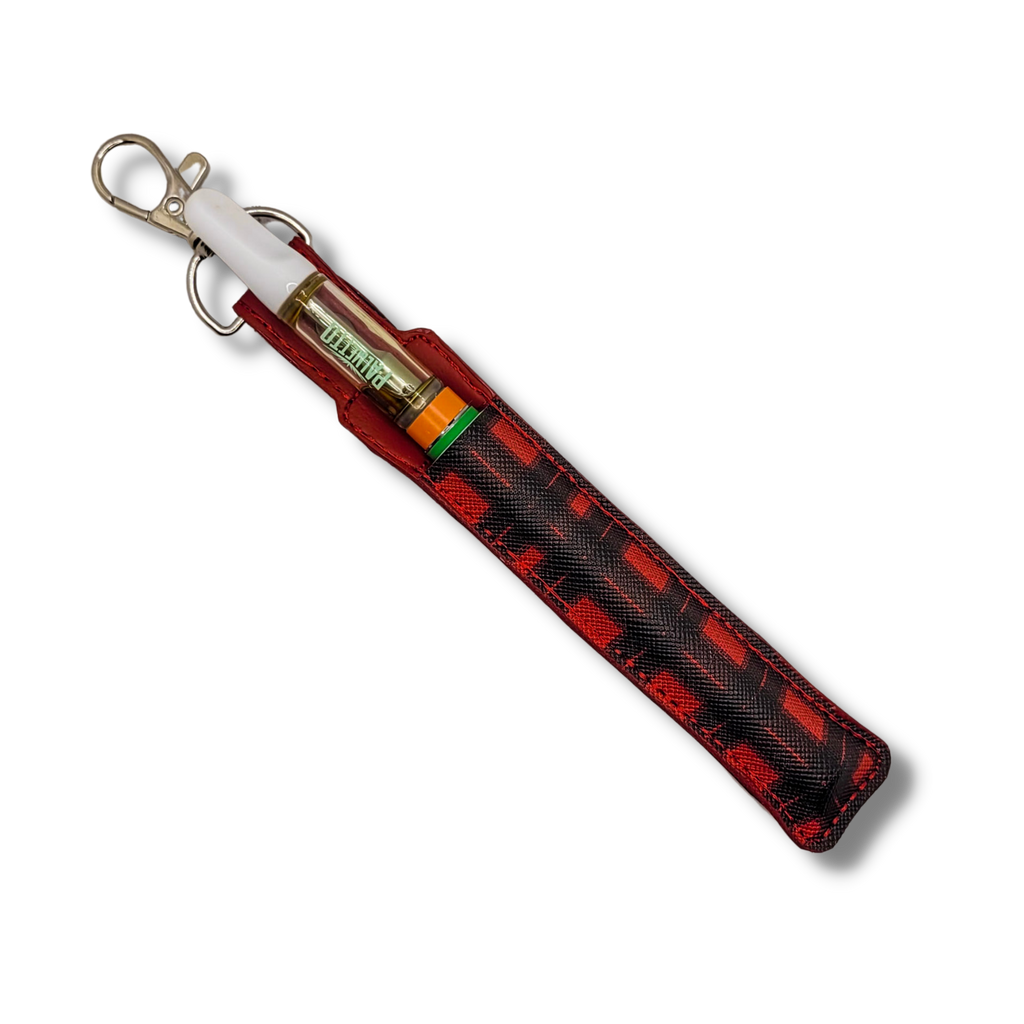 Estuche y soporte para vaporizador con diseño de cuadros de búfalo en rojo y negro