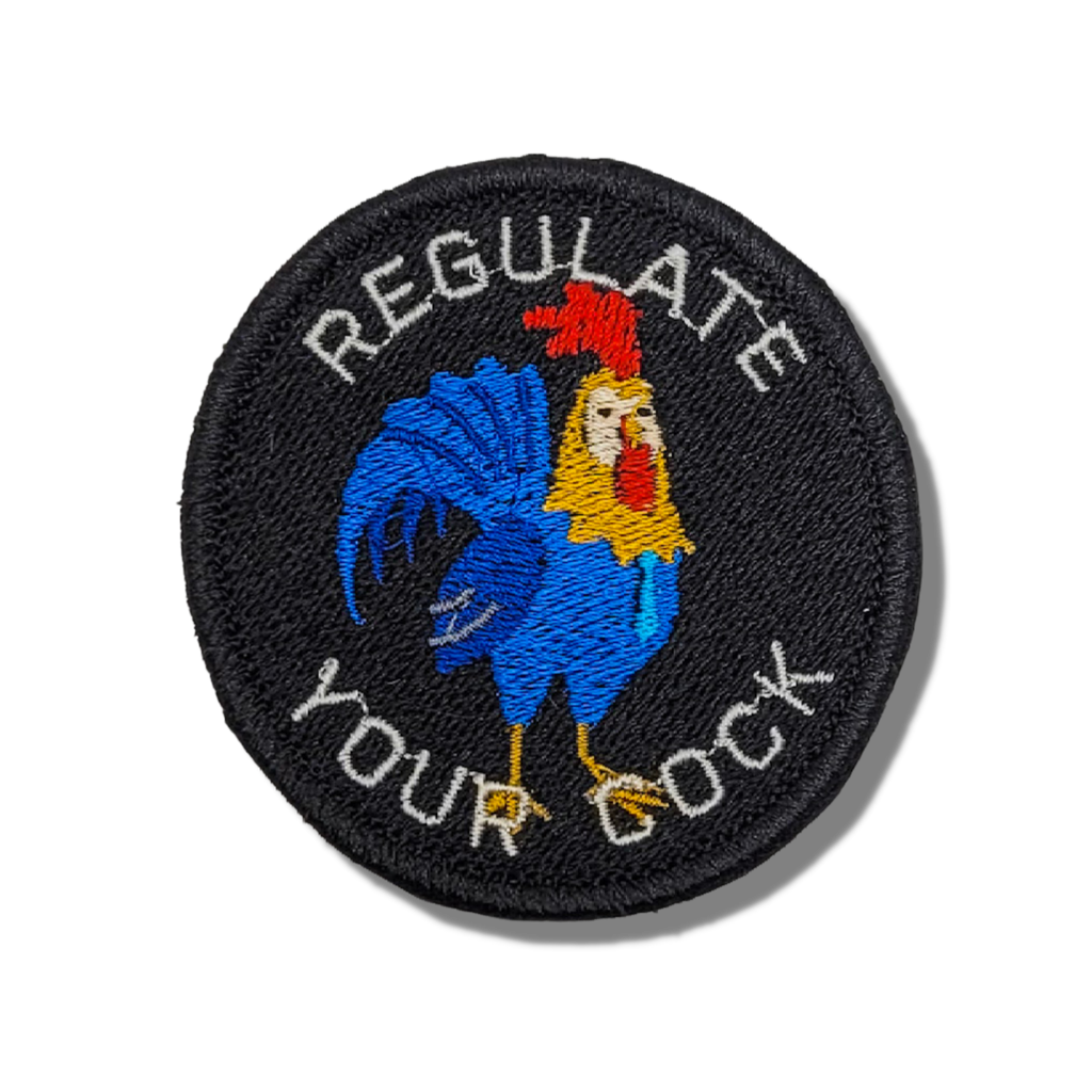 Patch brodé « Régulez votre bite » 