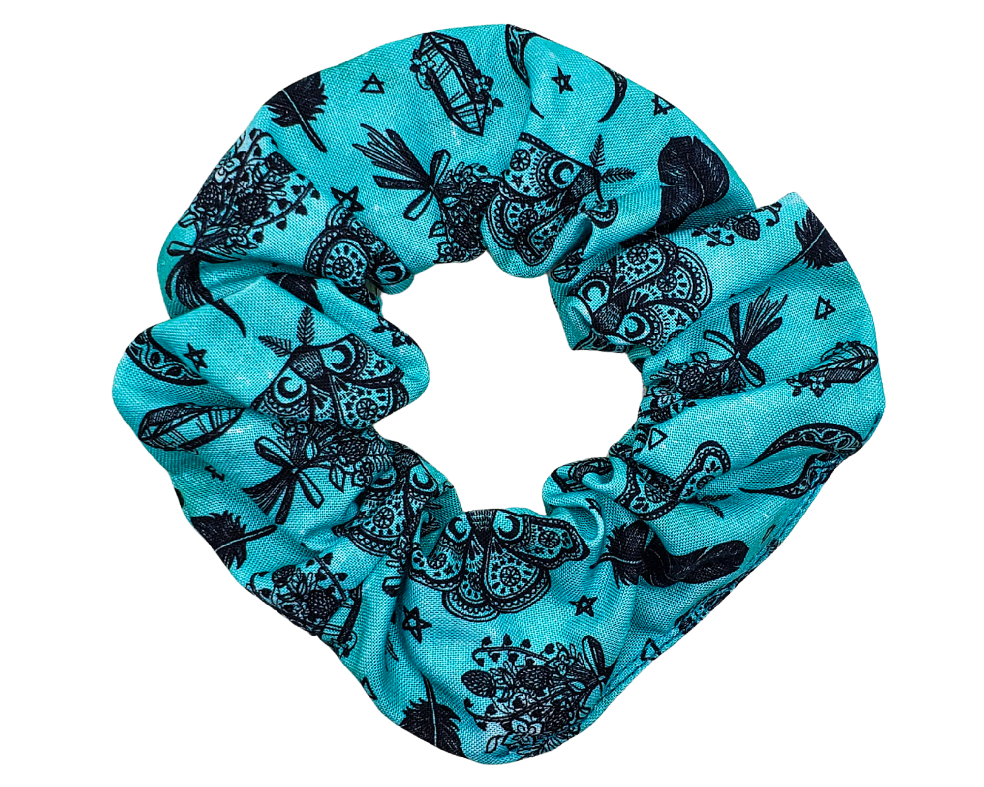 Spellbound Teal Cotton Hair Scrunchie