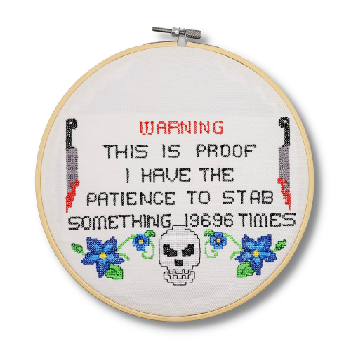 Patience To Stab Embroidered Wall Hanging - 8" Hoop