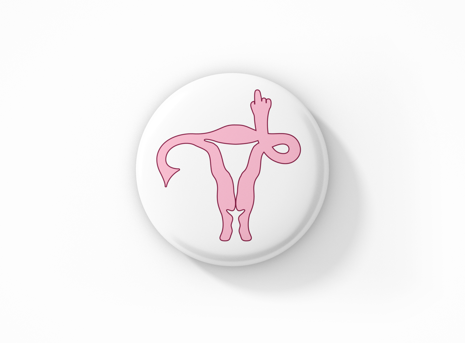 Botón pinback de útero con dedo medio de FU