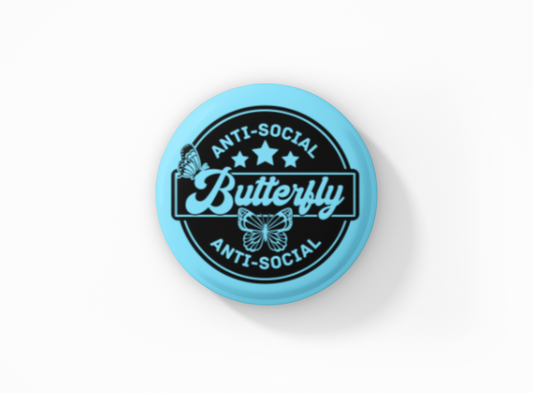 Anti-Social Butterfly Pinback Button