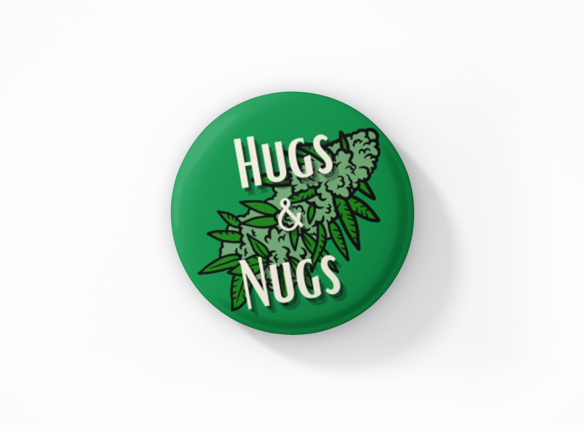 Botón pinback de abrazos y cogollos de marihuana