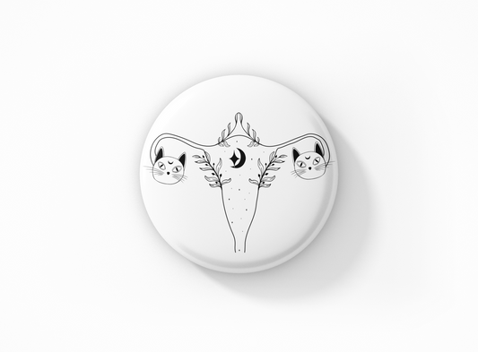 Celestial Cat Uterus Pinback Button