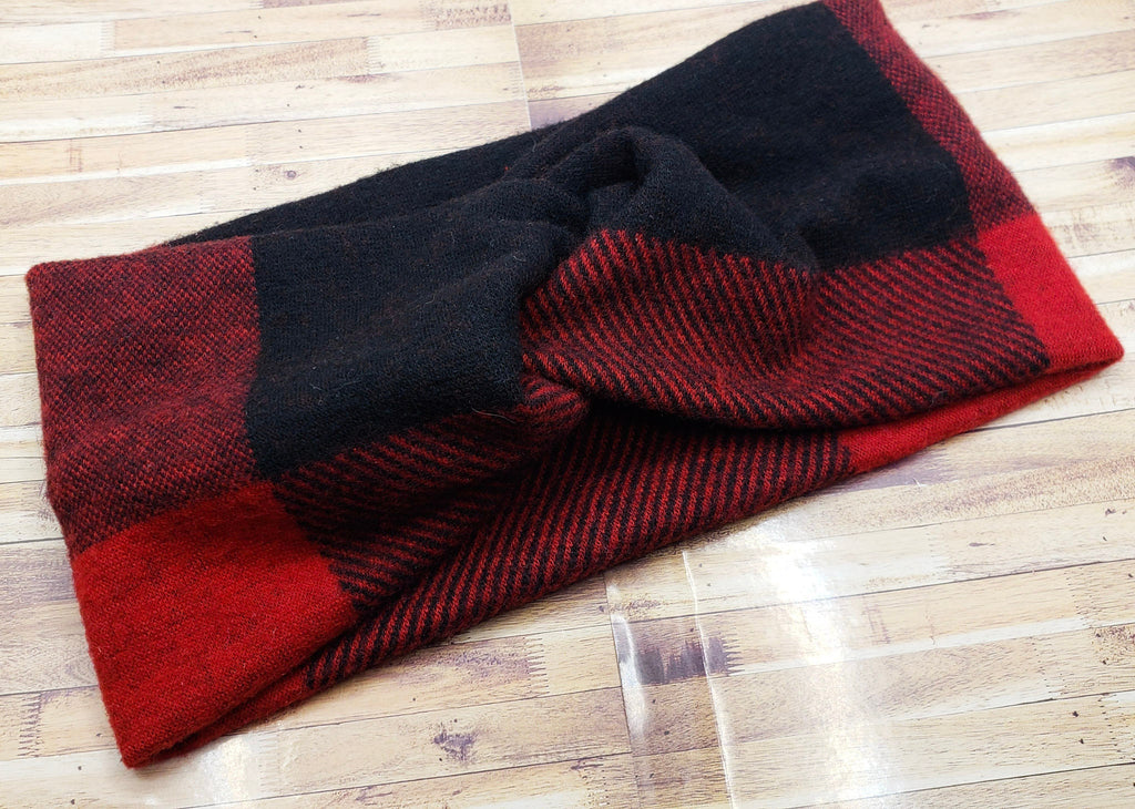 Red Buffalo Plaid Stretch Knit Headband