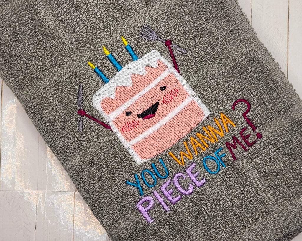 Toalla de té y de mano bordada "You Wanna Piece of Me"