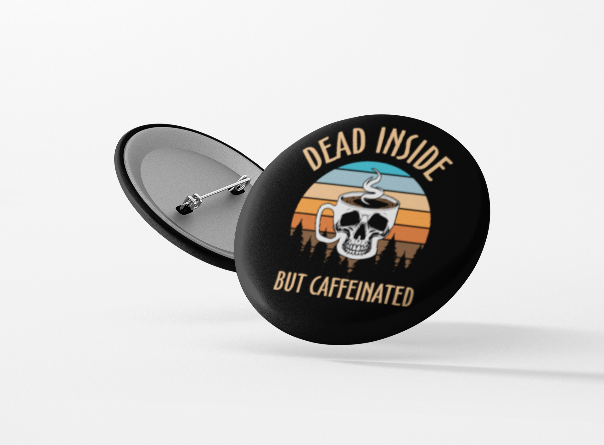 Botón pinback muerto por dentro pero con cafeína